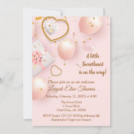 Pink und Gold Valentine Baby Dusche Einladung