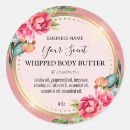 Pink und Gold Vintage Body Butter Labels Runder Aufkleber
