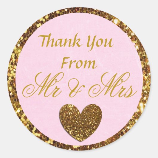 Pink und Gold Wedding Vielen Dank Sticker "Mr & Mr (Vorderseite)