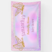Pink und Gold Whimsical Butterfly Baby Dusche Banner (Vertikal)