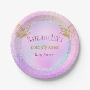 Pink und Gold Whimsical Butterfly Baby Dusche Pappteller