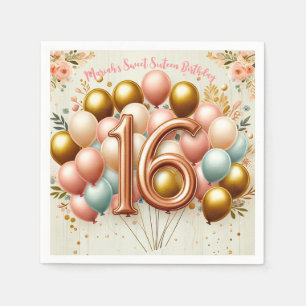 Pink und Golden Sweet Sechzehnte Geburtstagsparty Serviette