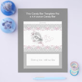 Pink und Grau Babydusche Bonbons Bar Wrapper Flyer (Einzeln)