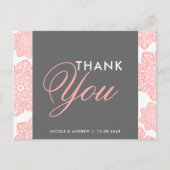 Pink und Grau Batik Blume Danke Postcard Postkarte (Vorderseite)