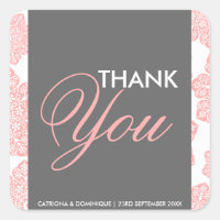 Pink und Grau Batik Blume Vielen Dank Sticker