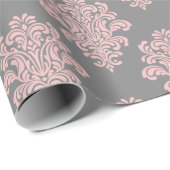 Pink und Grau-Damaskus-Muster Geschenkpapier (Rolleneckpunkt)