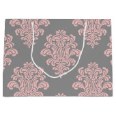 Pink und Grau-Damaskus-Muster Große Geschenktüte (Vorderseite)