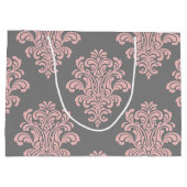 Pink und Grau-Damaskus-Muster Große Geschenktüte (Rückseite)