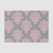 Pink und Grau-Damaskus-Muster Seidenpapier (Vorderseite)