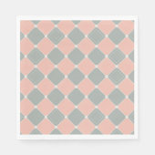 Pink und Grau Diamond Karo Muster Serviette (Vorderseite)