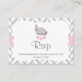 Pink und Grau Elephant Baby Dusche - UAWG E-Mail Begleitkarte
