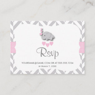 Pink und Grau Elephant Baby Dusche - UAWG E-Mail Begleitkarte