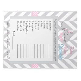 Pink und Grau Elephant Baby Duwer Game Notizblock