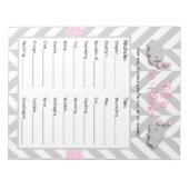 Pink und Grau Elephant Baby Shower Game - Custom Notizblock (Vorderseite)