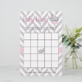 Pink und Grau Elephant Babydusche Bingo Briefpapier (Stehend Vorderseite)