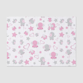Pink und Grau Elephant Muster drucken Seidenpapier