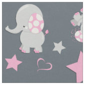 Pink und Grau Elephant Muster drucken Stoff (Nahaufnahme)