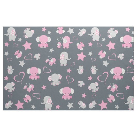 Pink und Grau Elephant Muster drucken Stoff (Fat Quarter (45,7 x 55,9 cm))