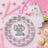 Pink und Grau Elephant Themed Baby Dusche Pappteller (Party)