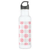 Pink und Grau Geblüht Muster Moderne Wasserflasche Edelstahlflasche (Vorderseite)