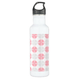 Pink und Grau Geblüht Muster Moderne Wasserflasche Edelstahlflasche