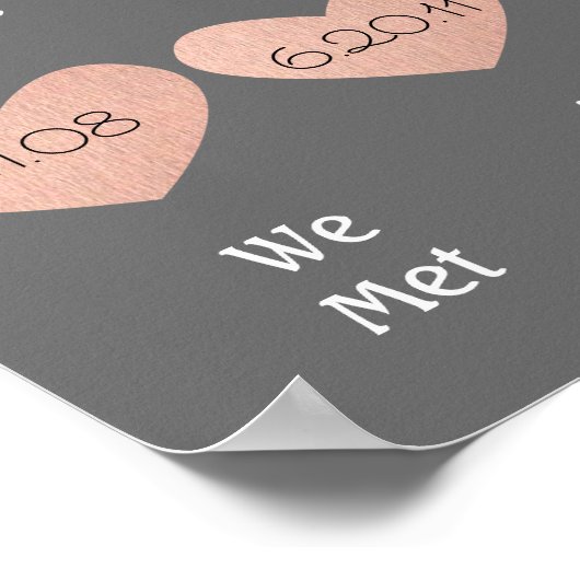 Pink und Grau-Jubiläumszeichen | Hochzeitsgeschenk Poster (Ecke)