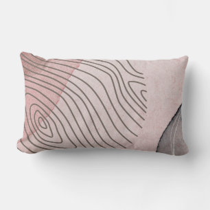 Pink und Grau Moderne Linien Boho Lumbar Pillow Lendenkissen