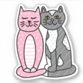 Pink und Grau Niedliche Kätzchen Aufkleber (Vorderseite)