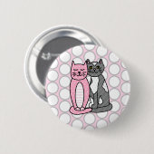 Pink und Grau Niedliche Kätzchen Button (Vorne & Hinten)