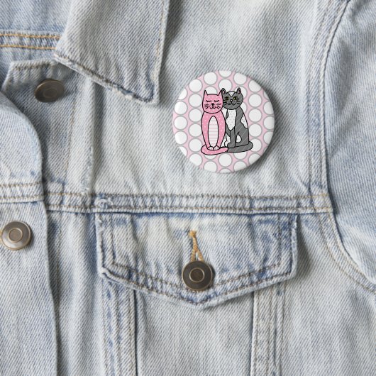 Pink und Grau Niedliche Kätzchen   Button (Beispiel)