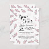 Pink und Grau Niedliche Schneefälle Einladung (Vorne/Hinten)