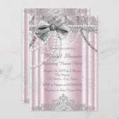 Pink und Grau Pearl Brautparty Einladung (Vorne/Hinten)