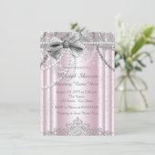 Pink und Grau Pearl Brautparty Einladung (Stehend Vorderseite)