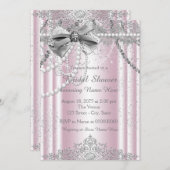 Pink und Grau Pearl Brautparty Einladung (Vorne/Hinten)