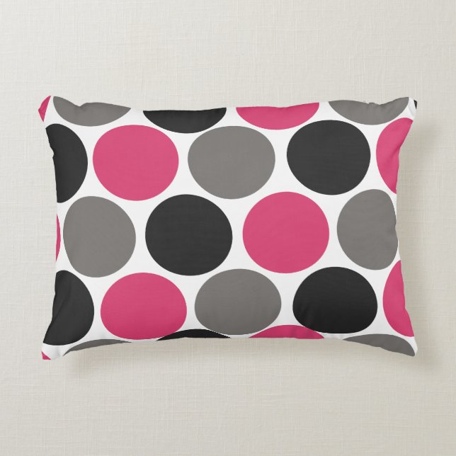 Pink und Grau Polka Dot Dekokissen (Vorderseite)