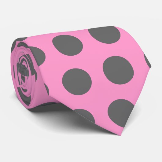 Pink und Grau Polka Dot Krawatte (Gerollt)