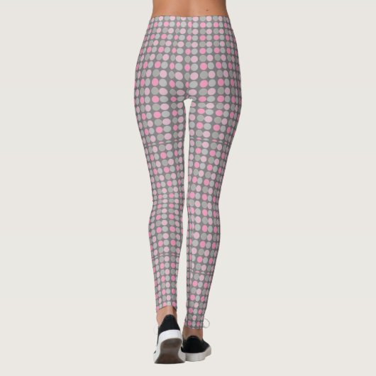 Pink und Grau Polka Dot Leggings (Rückseite)