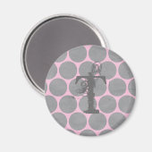 Pink und Grau Polka Dot Texturierte Muster Magnet (Vorderseite/Rückseite)