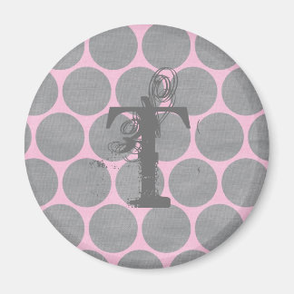 Pink und Grau Polka Dot Texturierte Muster Magnet