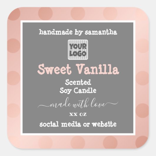 Pink und Grau - Produktverpackungen für benutzerde Quadratischer Aufkleber (Vorderseite)