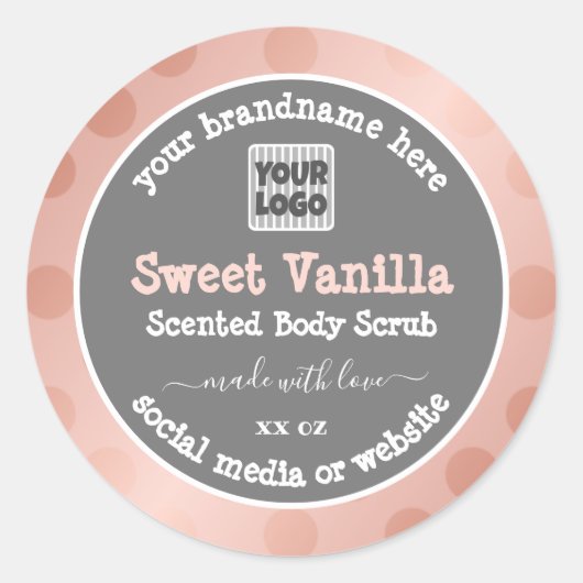 Pink und Grau - Produktverpackungen für benutzerde Runder Aufkleber (Vorderseite)