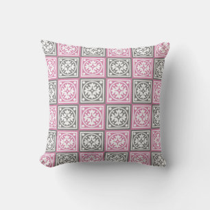 Pink und grau Quadrate Design werfen Kissen