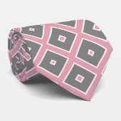 Pink und Grau Quadrate Krawatte (Gerollt)