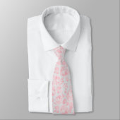 Pink und Grau Rose Muster Neck Tie Krawatte (Gebunden)