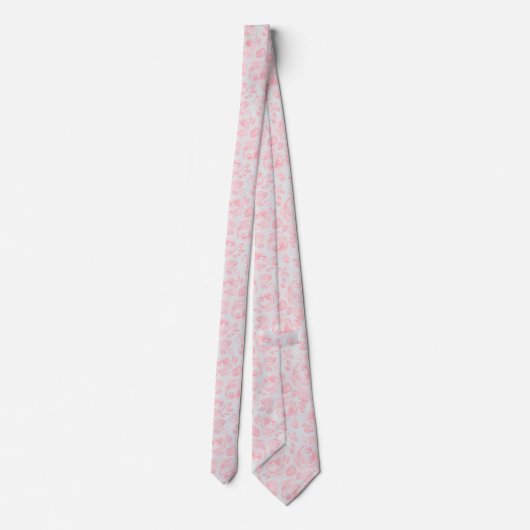 Pink und Grau Rose Muster Neck Tie Krawatte (Rückseite)