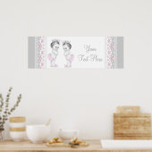 Pink und Grau Twin Baby Girl Princess Poster (Küche)