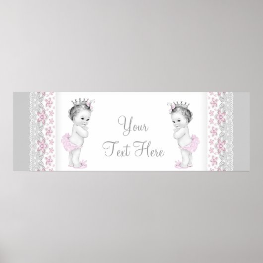Pink und Grau Twin Baby Girl Princess Poster (Vorne)