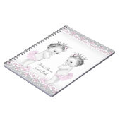 Pink und Grau Twins Baby Showbook Notizblock (Linke Seite)