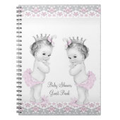 Pink und Grau Twins Baby Showbook Notizblock (Vorderseite)