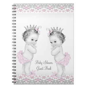 Pink und Grau Twins Baby Showbook Notizblock